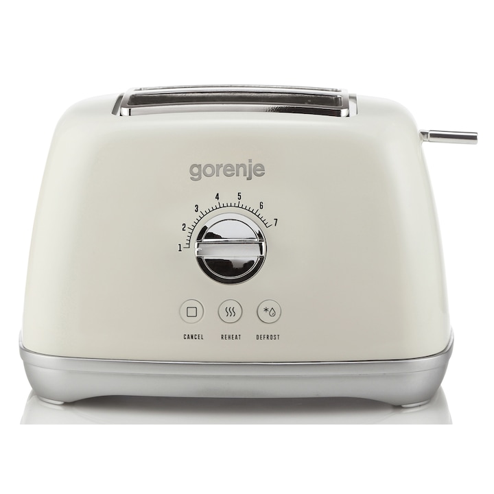 Тостер, Gorenje, T900RL, 1000W, 2 филийки, 7 степени на препичане, Бежов