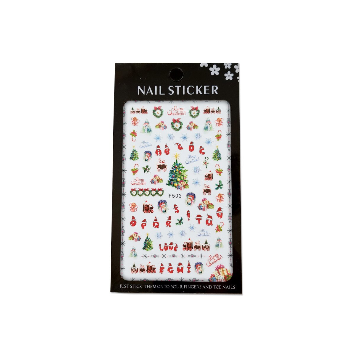 Stickere autoadezive pentru unghii, MoonbasaNails, Model Craciun fericit F502
