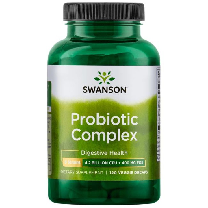 Swanson Probiotikum Komplex: 5 baktérium törzs / 4.2 milliárd CFU / 400 mg FOS (120 kapszula)
