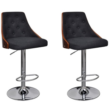 Set de 2 scaune de bar cu inaltime reglabila si spatar, vidaXL, Negru Set de 2 scaune de bar cu inaltime reglabila si spatar, vidaXL, Negru