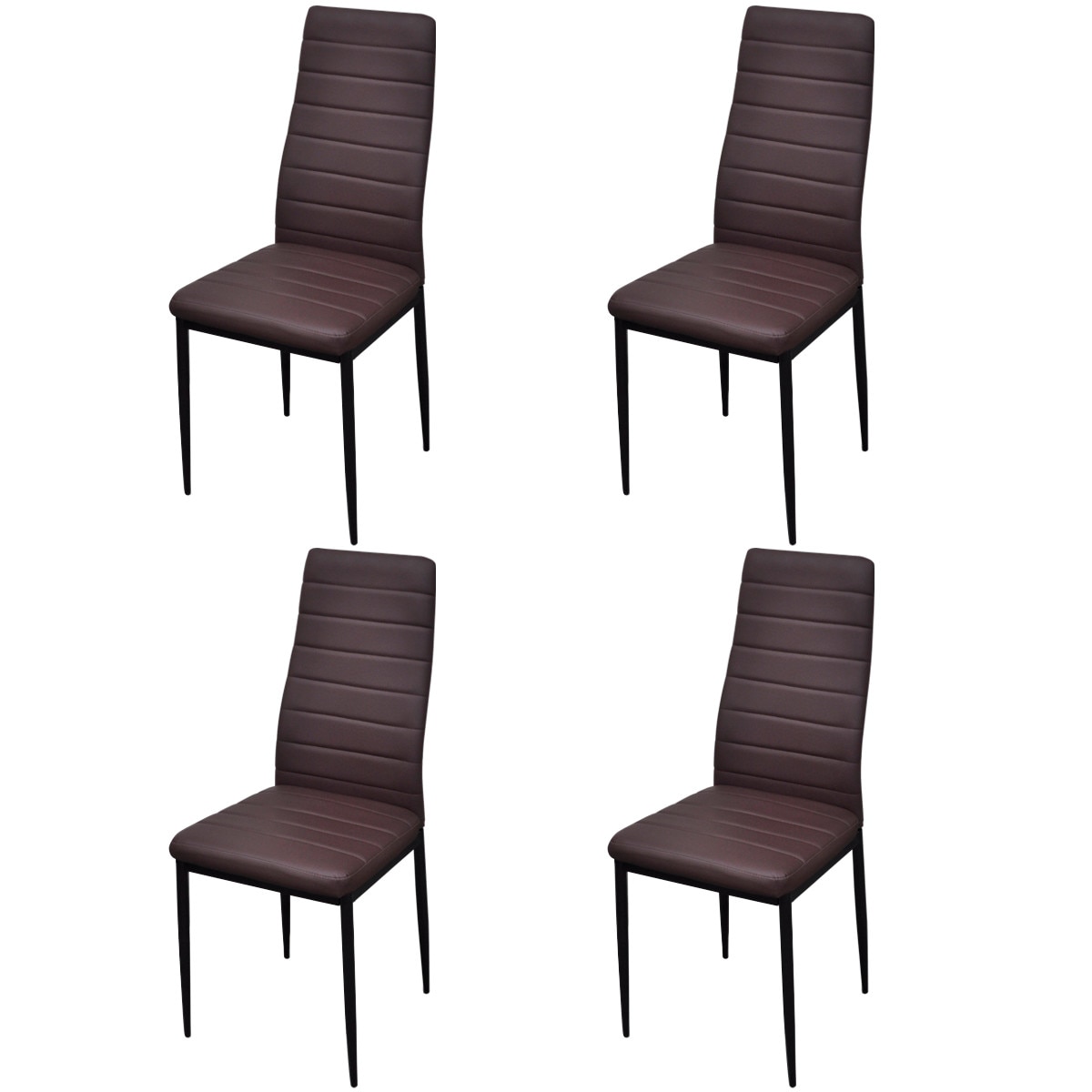 Set de 4 scaune de bucatarie, vidaXL, Piele artificiala, Maro, 41 x 51 x 98 cm