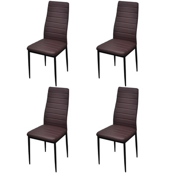Set de 4 scaune de bucatarie, vidaXL, Piele artificiala, Maro, 41 x 51 x 98 cm Set de 4 scaune de bucatarie, vidaXL, Piele artificiala, Maro, 41 x 51 x 98 cm