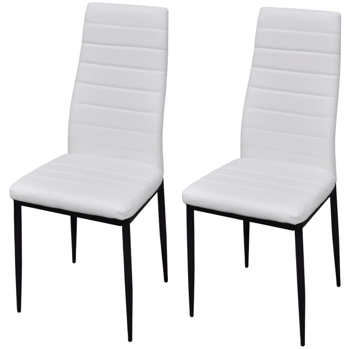 Set de 2 scaune de bucatarie, vidaXL, Piele artificiala, Alb, 41 x 51 x 98 cm