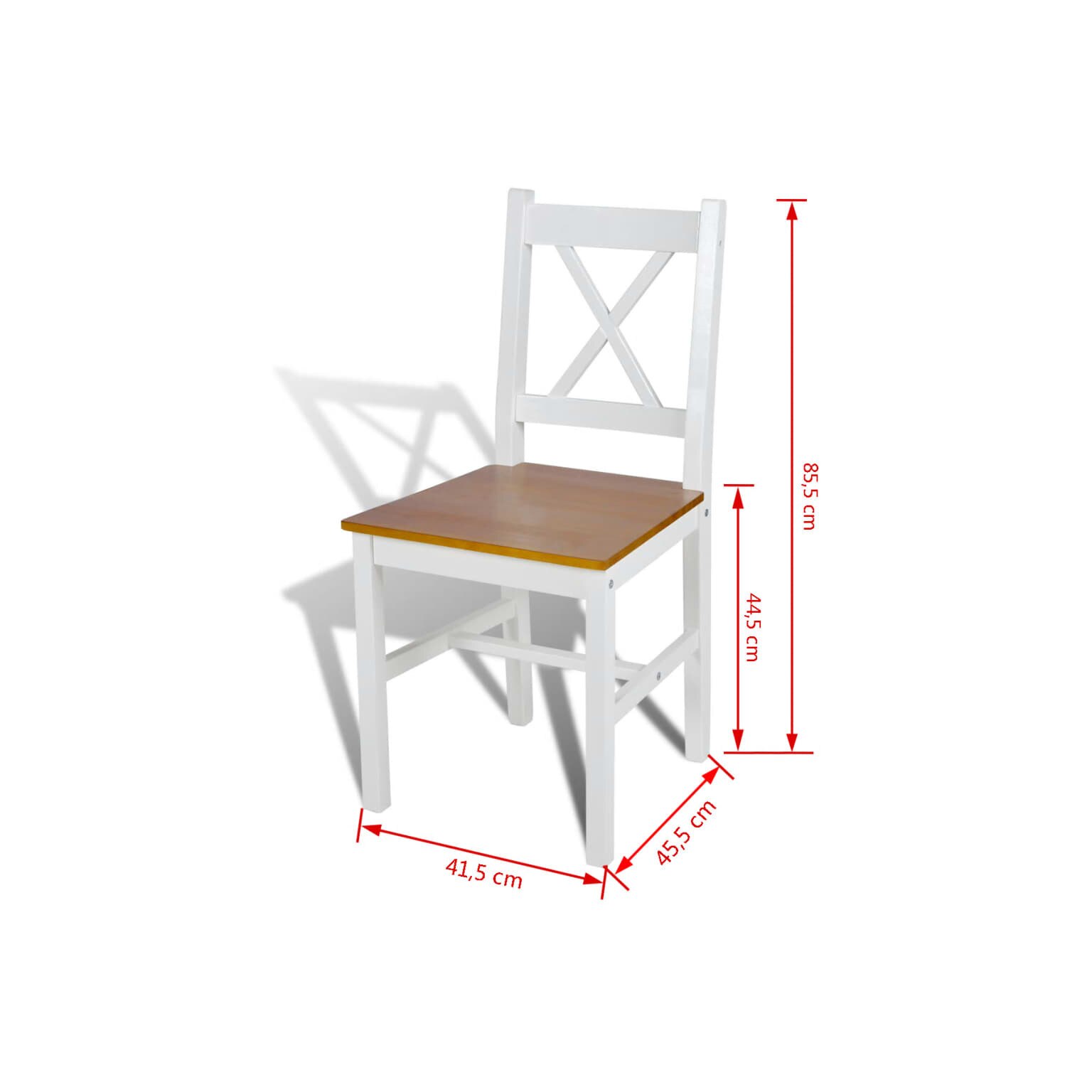 acre Diligence Empire Set de 2 scaune de bucatarie cu spatar de lemn de pin, vidaXL, Alb si maro  - eMAG.ro