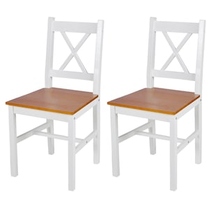 acre Diligence Empire Set de 2 scaune de bucatarie cu spatar de lemn de pin, vidaXL, Alb si maro  - eMAG.ro