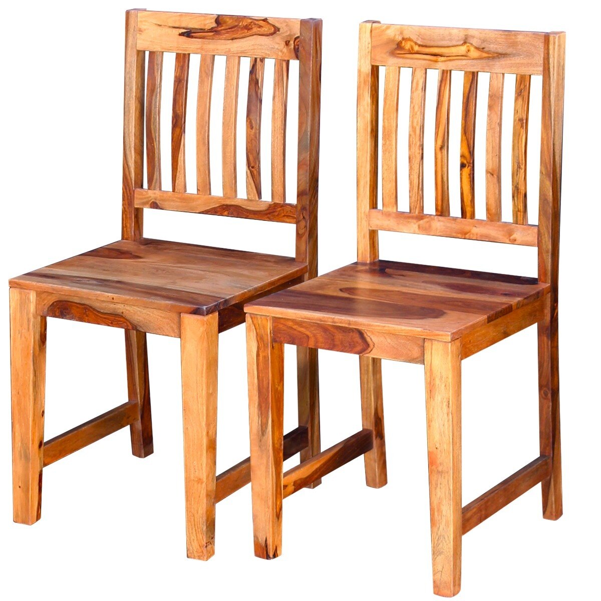 Set de 2 scaune de lemn masiv pentru bucatarie, vidaXL, Maro