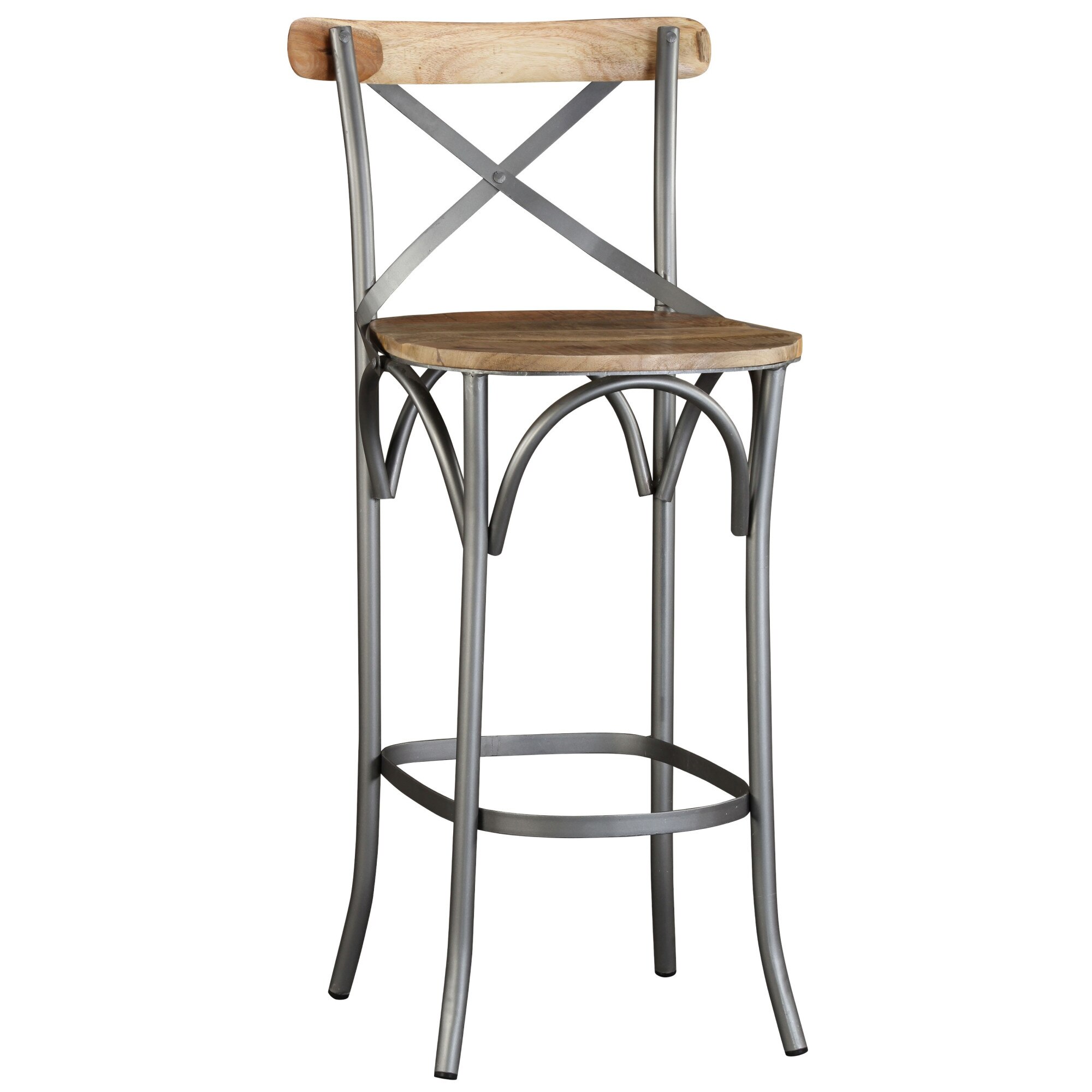 Scaun de bar din lemn masiv de mango, vidaXL, Multicolor, 49 x 52 x 110 cm