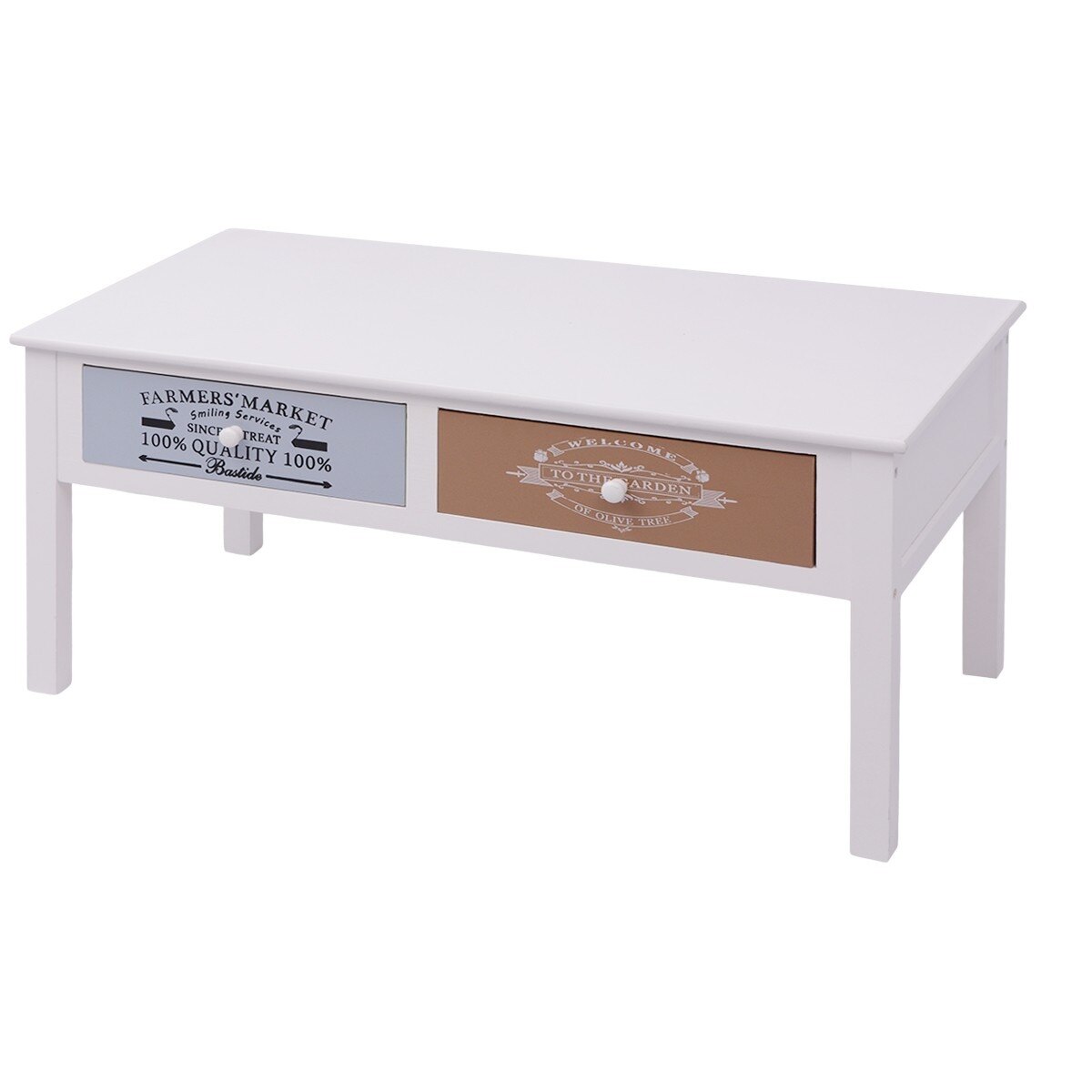 Masuta de cafea, vidaXL, Lemn de Paulownia, Alb, 100 x 50 x 45 cm