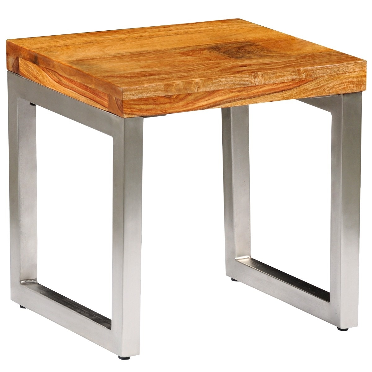 Masuta de cafea din lemn masiv de palisandru, cu picioare din otel, vidaXL, Maro, 45 x 41 x 45 cm