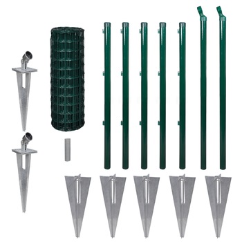 Set plasa de gard cu tarusi si stalpi, Eurofence, vidaXL, Otel, 10 x 0.8 m, 0.8 mm, Verde Set plasa de gard cu tarusi si stalpi, Eurofence, vidaXL, Otel, 10 x 0.8 m, 0.8 mm, Verde