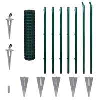 set plasa de gard cu tarusi si stalpi eurofence vidaxl otel 10 x 12 m verde imagen 26_0_
0
