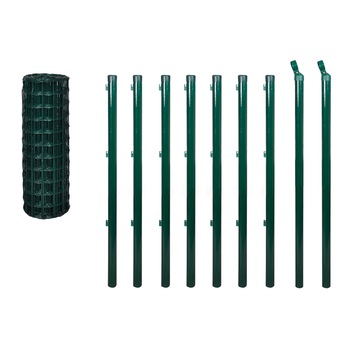Set de plasa de gard si stalpi, Eurofence, vidaXL, Otel, 0.8 x 10 m, Verde Set de plasa de gard si stalpi, Eurofence, vidaXL, Otel, 0.8 x 10 m, Verde