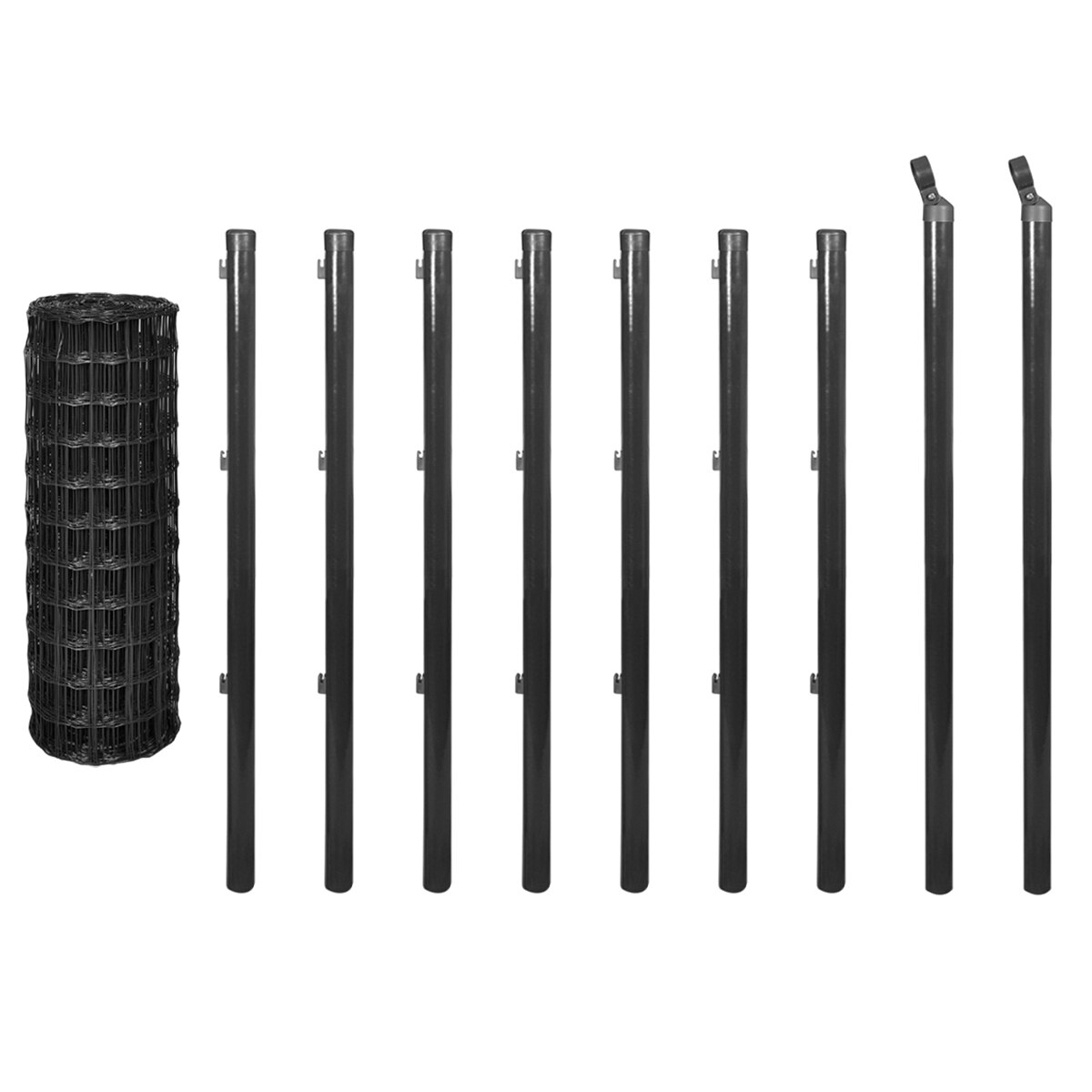 Set euro gard din plasa si accesorii, vidaXL, Otel, 10 x 0.8 m, 76 x 63 mm, Gri
