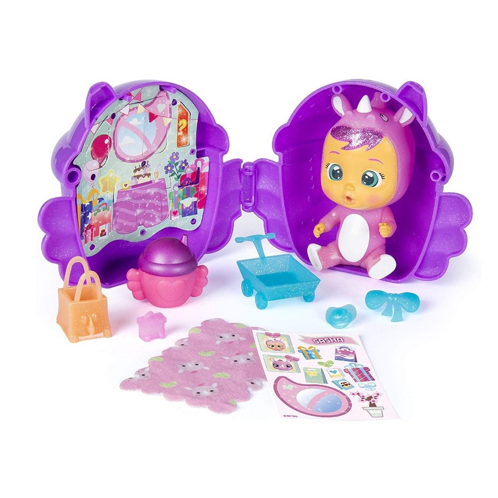 Papusa bebelus, IMC Toys Wow mini Cry Babies model House of the Winged cu 6 accesorii stralucitoare