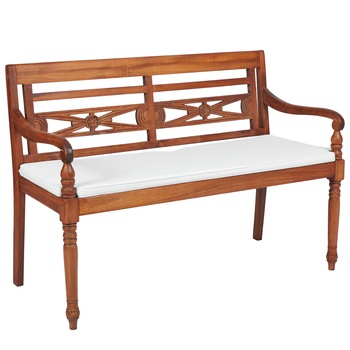 Set banca de lemn de tec si saltea, vidaXL, Maro, 120 x 51.5 x 84 cm Set banca de lemn de tec si saltea, vidaXL, Maro, 120 x 51.5 x 84 cm