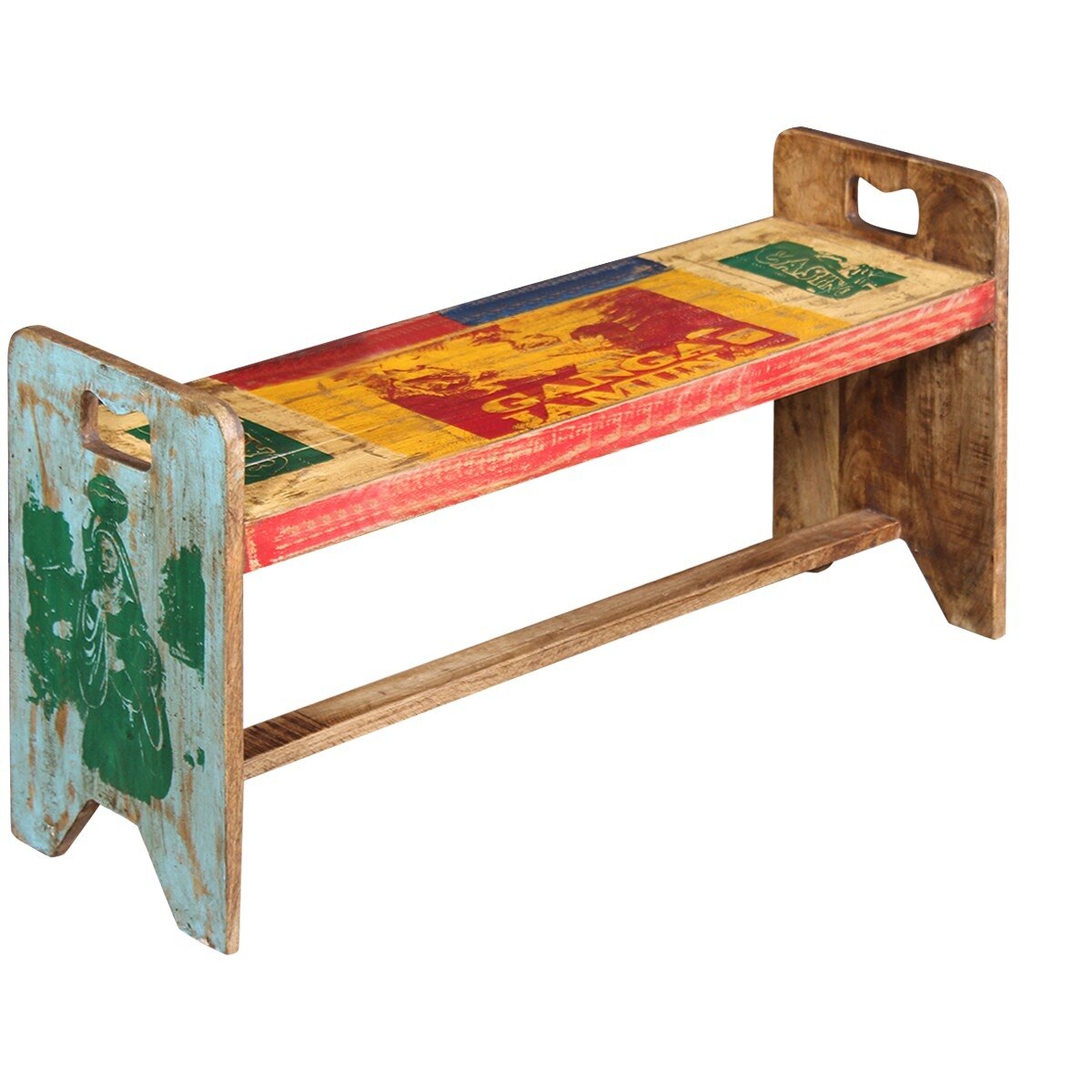 Bancheta tip canapea pentru intrare, vidaXL, Lemn, Multicolor, 100 x 30 x 50 cm