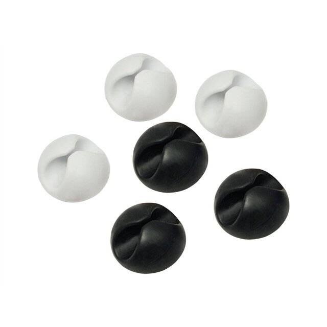 Set organizatoare de cabluri , LogiLink , Klips 6 buc , alb si negru