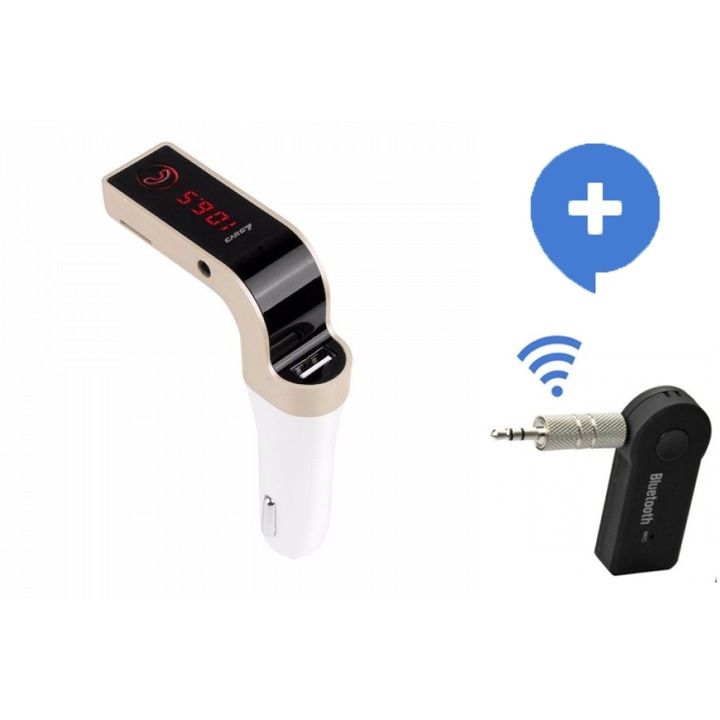 Комплект - FM Трансмитер CAR G7 Bluetooth , MP3 Плейър , Хендс Фрий +sd card kingston 2 GB + FM 3.5mm Трансмитер с блутут и високоговорител
