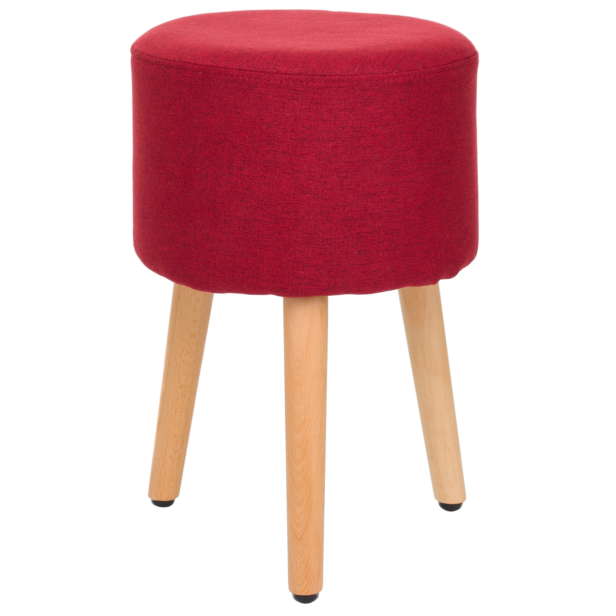 Taburet QMOBILI Sari Bordo, stofa, 3 picioare lemn fag