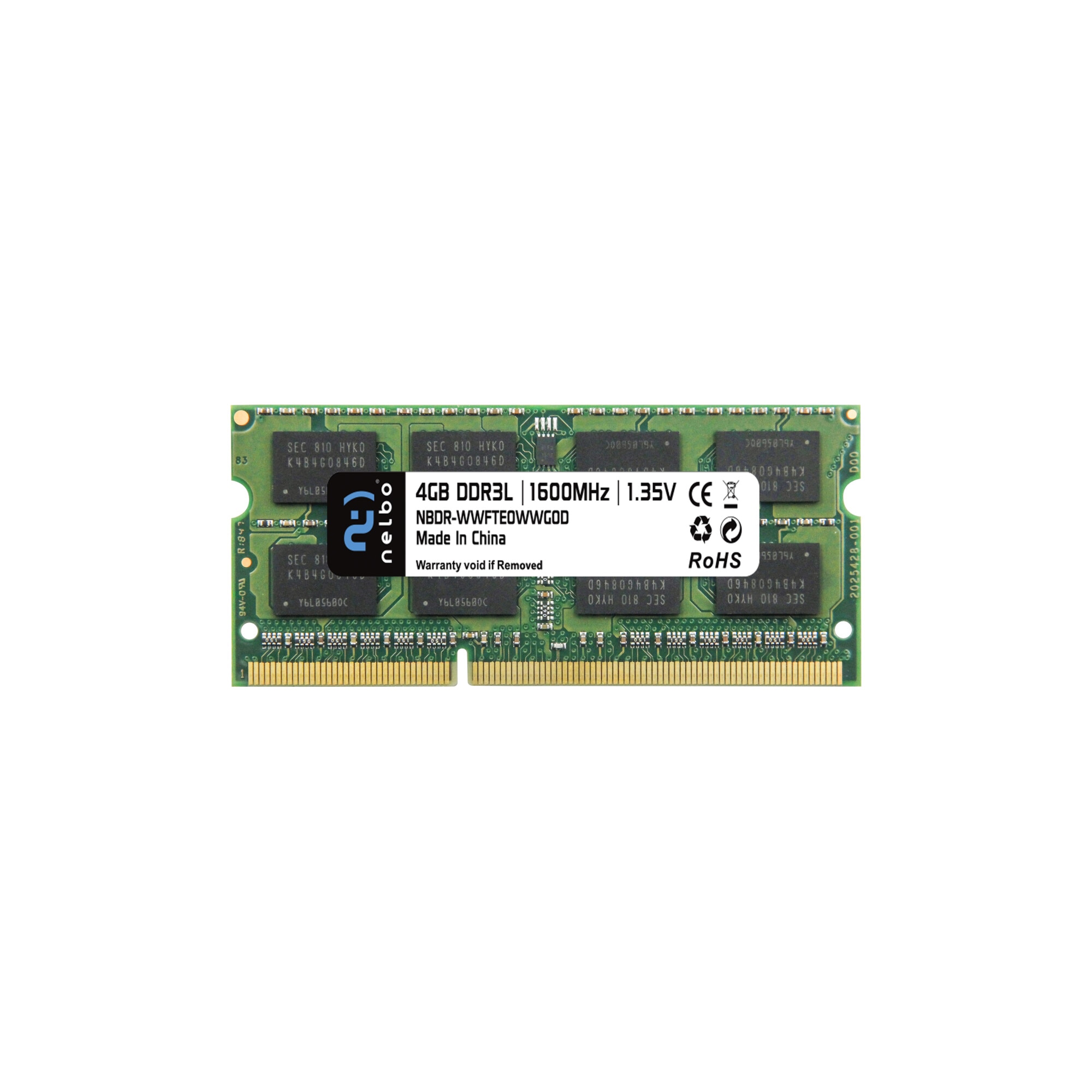 Memorie RAM 4 GB sodimm ddr3L, 1600 Mhz, NELBO, pentru laptop