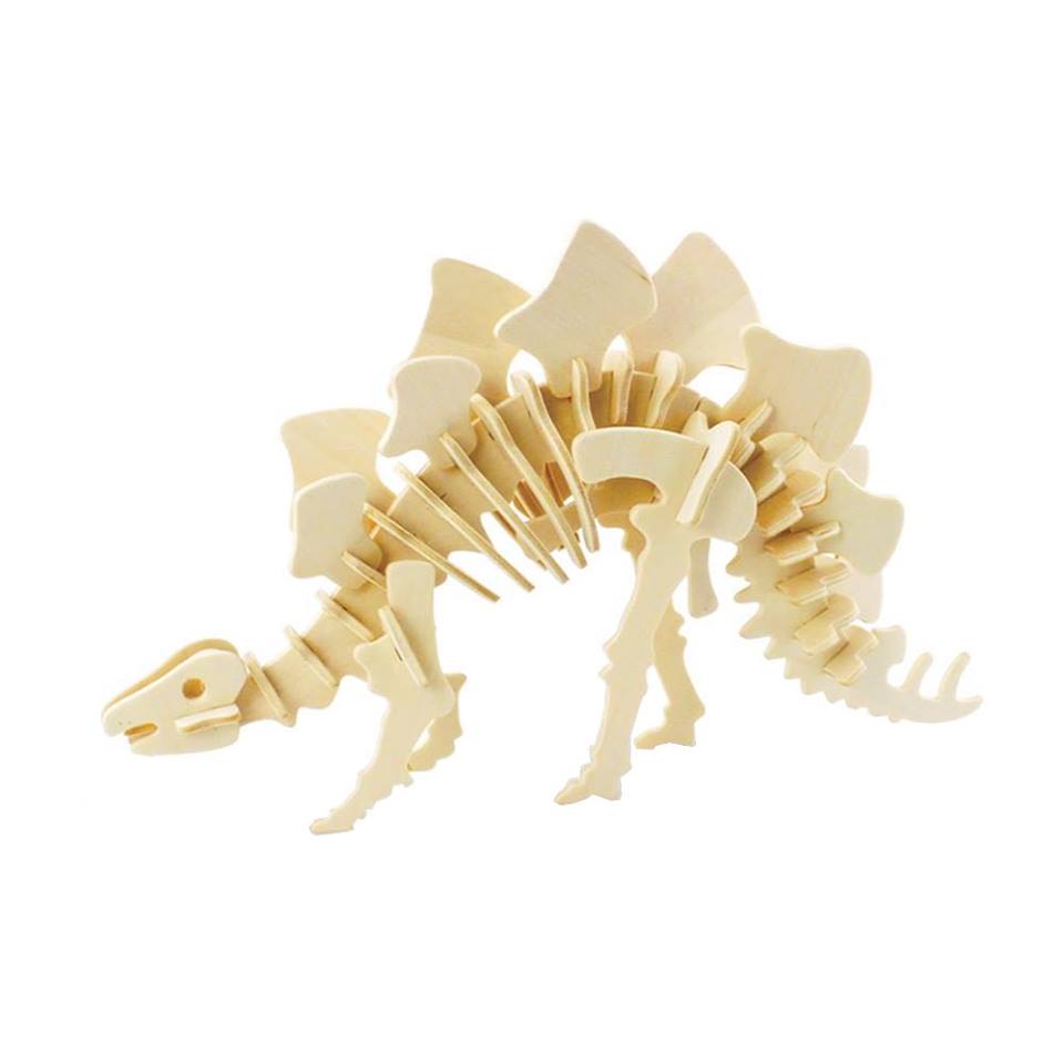 Puzzle 3D Stegosaurus, Robotime, Lemn, 43 piese