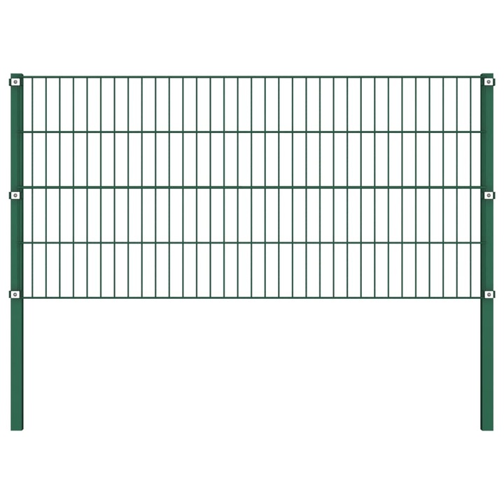 Panou de gard cu stalpi vidaXL, verde, 1,7 m, fier, 9.78 kg