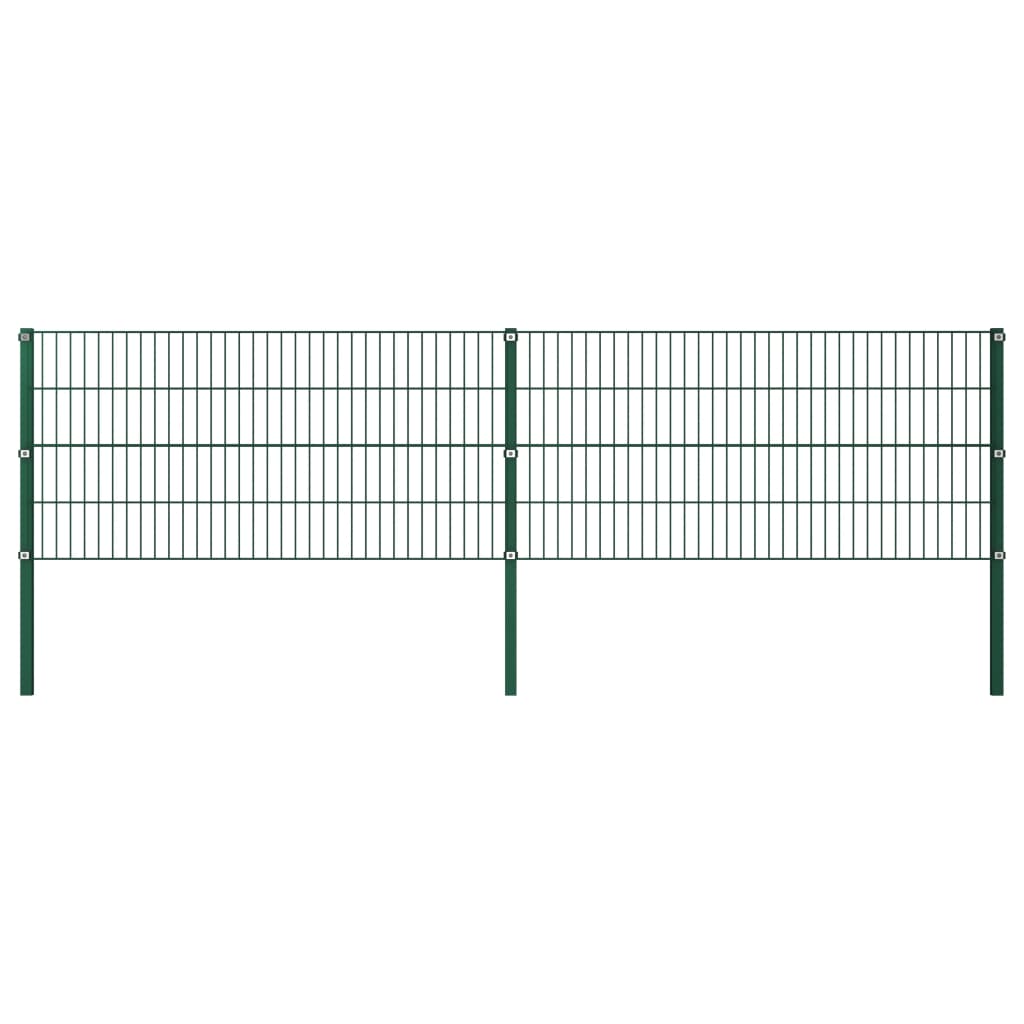Panou gard cu stalpi vidaXL, Fier, 3,4 x 0,8 m, Verde