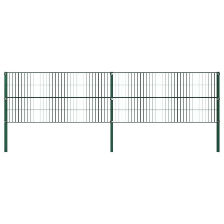 Panou gard cu stalpi vidaXL, Fier, 3,4 x 0,8 m, Verde