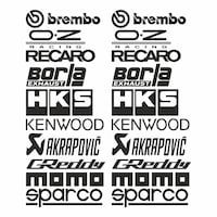 Set Stickere decorative auto tuning, pentru masina, stickere cu branduri, Negru, Autocolant PVC, 80 x 95 cm