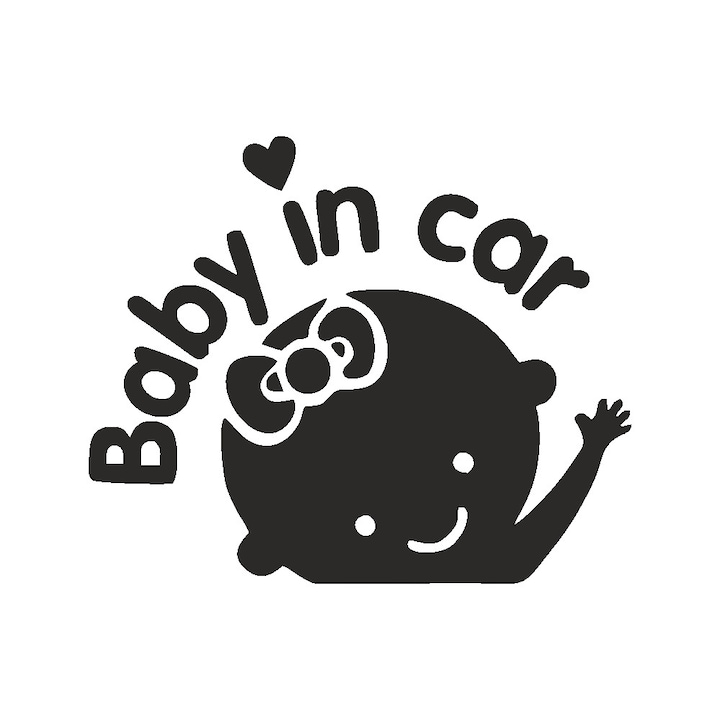 Oracal dekoratív matrica, autó, tuning, baba az autóban, PVC matrica, fekete, 17 x 14 cm