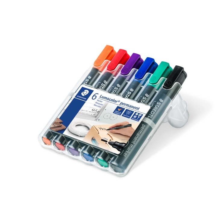 Marker permanent Staedtler varf rotund 2mm 6 culori / set ST-352-WP6