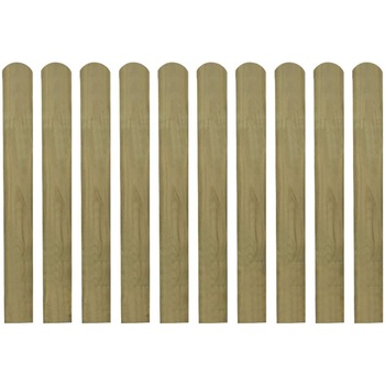 Set de 10 sipci de gard, vidaXL, Lemn pin tratat, 9 x 80 cm, Maro Set de 10 sipci de gard, vidaXL, Lemn pin tratat, 9 x 80 cm, Maro
