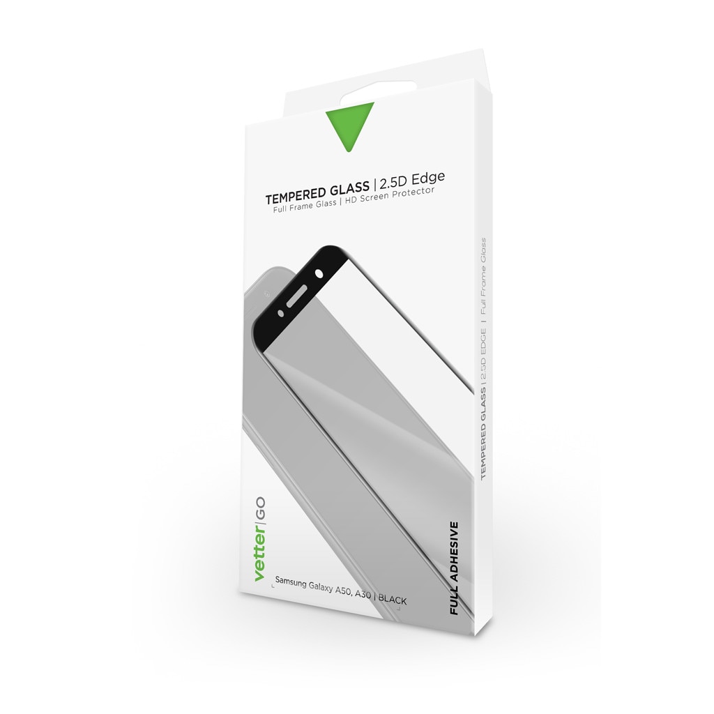 Folie/Geam de protectie Vetter pentru Samsung Galaxy A50, A30, Full Frame and Glue Tempered Glass Vetter GO, Black