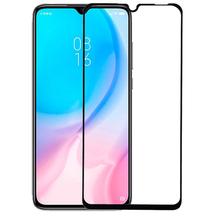 Xiaomi Mi 9 Lite Kompatibilis kijelzővédő fólia, fekete kerettel