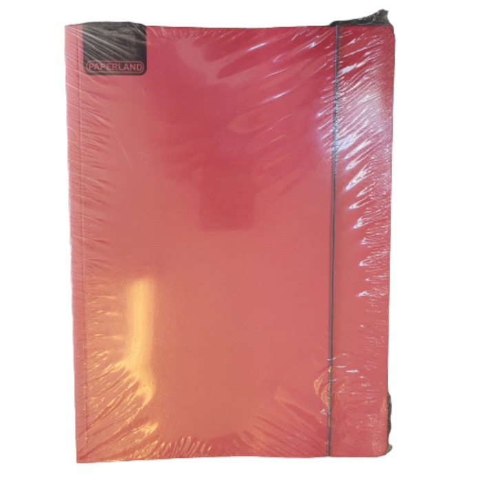 Set 10 buc mapa carton, PAPERLAND, roz, A4 , cu elastic