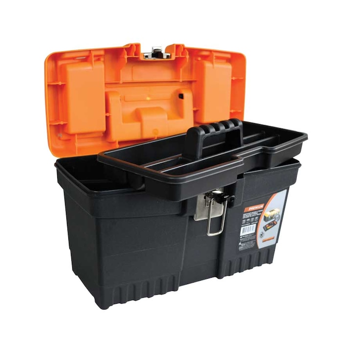 Куфар за инструменти Джъмбо 13 Premium , Размери 320мм x 155мм x 187мм, Оранжев-Черен