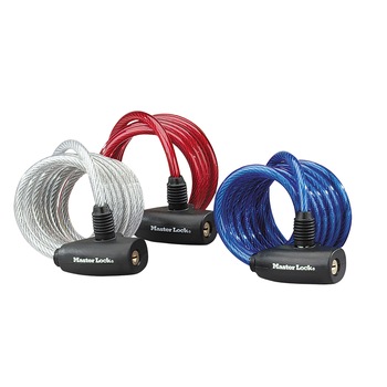 Set 3 cabluri antifurt cu invelis de protectie, Masterlock, 8127EURTRI, 1,2m Set 3 cabluri antifurt cu invelis de protectie, Masterlock, 8127EURTRI, 1,2m