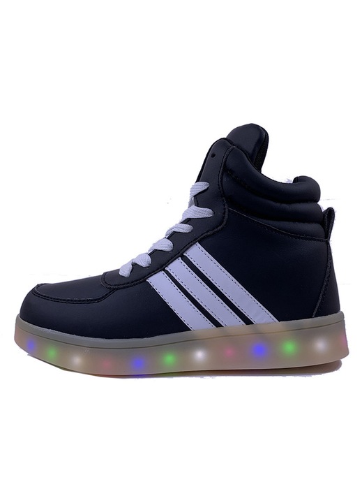 Pantofi de dama cu platforma JUP 71263-2 TC 5-5, 4 cm cu platforma, luminosi, inalti, negri