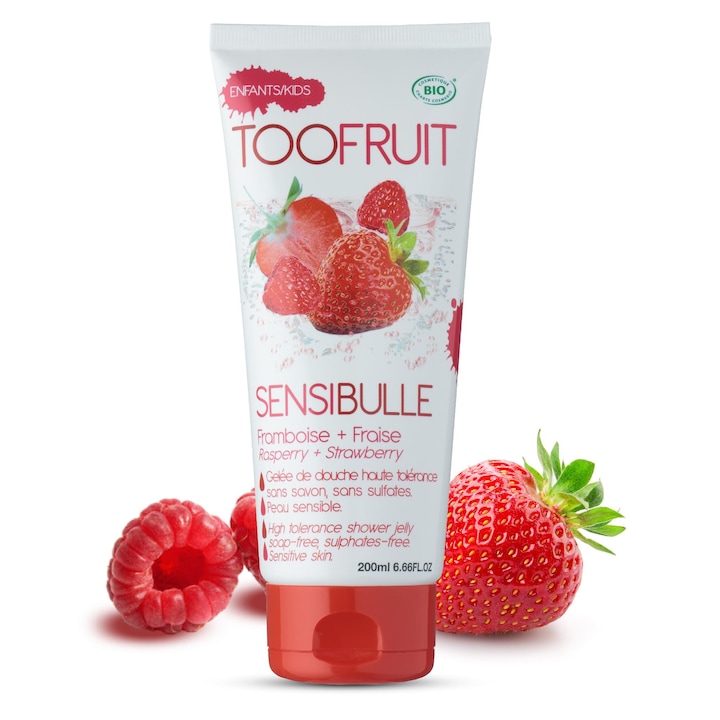 Био Душ - гел с ягоди и малини TOOFRUIT SENSIBULLE, 3+ години, 200 мл