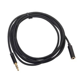 Cablu audio prelungitor cu mufa Jack 3.5mm, mama si tata, cablu ultra rezistent si flexibil, textil, 1 metru, Negru Cablu audio prelungitor cu mufa Jack 3.5mm, mama si tata, cablu ultra rezistent si flexibil, textil, 1 metru, Negru