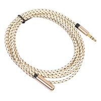 Cablu audio prelungitor cu mufa Jack 3.5mm, mama si tata, cablu ultra rezistent si flexibil, 5 metri, Auriu