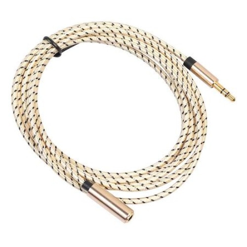 Cablu audio prelungitor cu mufa Jack 3.5mm, mama si tata, cablu ultra rezistent si flexibil, 3 metri, Auriu