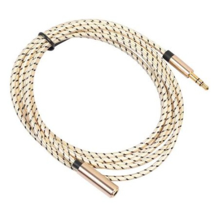 SOHO audio hosszabbító kábel, jack csatlakozóval, 3,5 mm, anya és apa, ultra ellenálló és rugalmas kábel, 3 méter, arany
