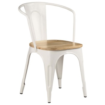 Set de 6 scaune de bucatarie, vidaXL, Alb, 51 x 52 x 84 cm, cadru otel Set de 6 scaune de bucatarie, vidaXL, Alb, 51 x 52 x 84 cm, cadru otel