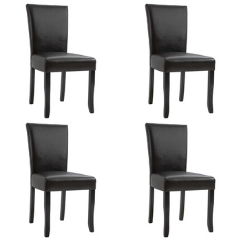 Set de 4 scaune de bucatarie. tapitate piele ecologica. vidaXL. Maro inchis. 48.5 x 60 x 93 cm