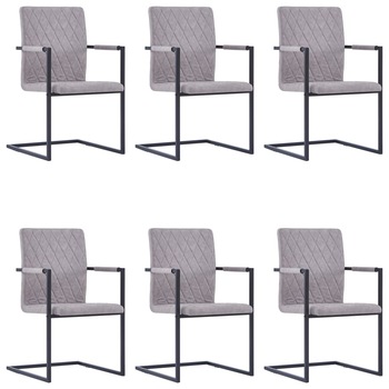 Set de 6 scaune consola de bucatarie. vidaXL. Gri. 53 x 61 x 88.2 cm. cadru otel si tapiterie piele ecologica Set de 6 scaune consola de bucatarie. vidaXL. Gri. 53 x 61 x 88.2 cm. cadru otel si tapiterie piele ecologica
