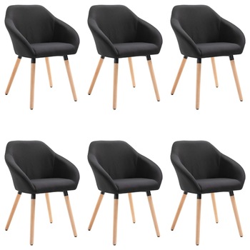 Set de 6 scaune pentru living, vidaXL, Negru, 62 x 54 x 83,5 cm, cadru lemn