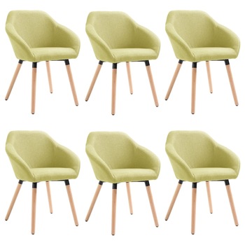 Set de 6 scaune pentru living, vidaXL, Verde, 62 x 54 x 83,5 cm, cadru lemn