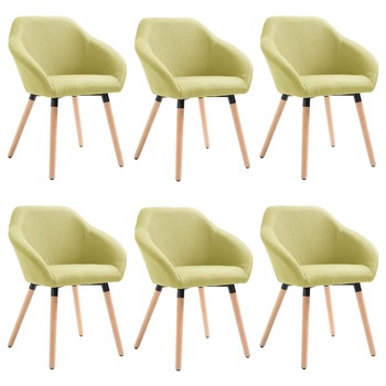 Set de 6 scaune pentru living, vidaXL, Verde, 62 x 54 x 83,5 cm, cadru lemn Set de 6 scaune pentru living, vidaXL, Verde, 62 x 54 x 83,5 cm, cadru lemn