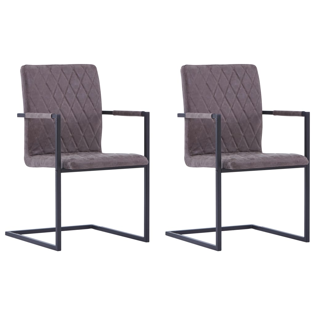 Set de 2 scaune de bucatarie tip consola, tapitate, vidaXL, Maro inchis, 53 x 61 x 88,2 cm